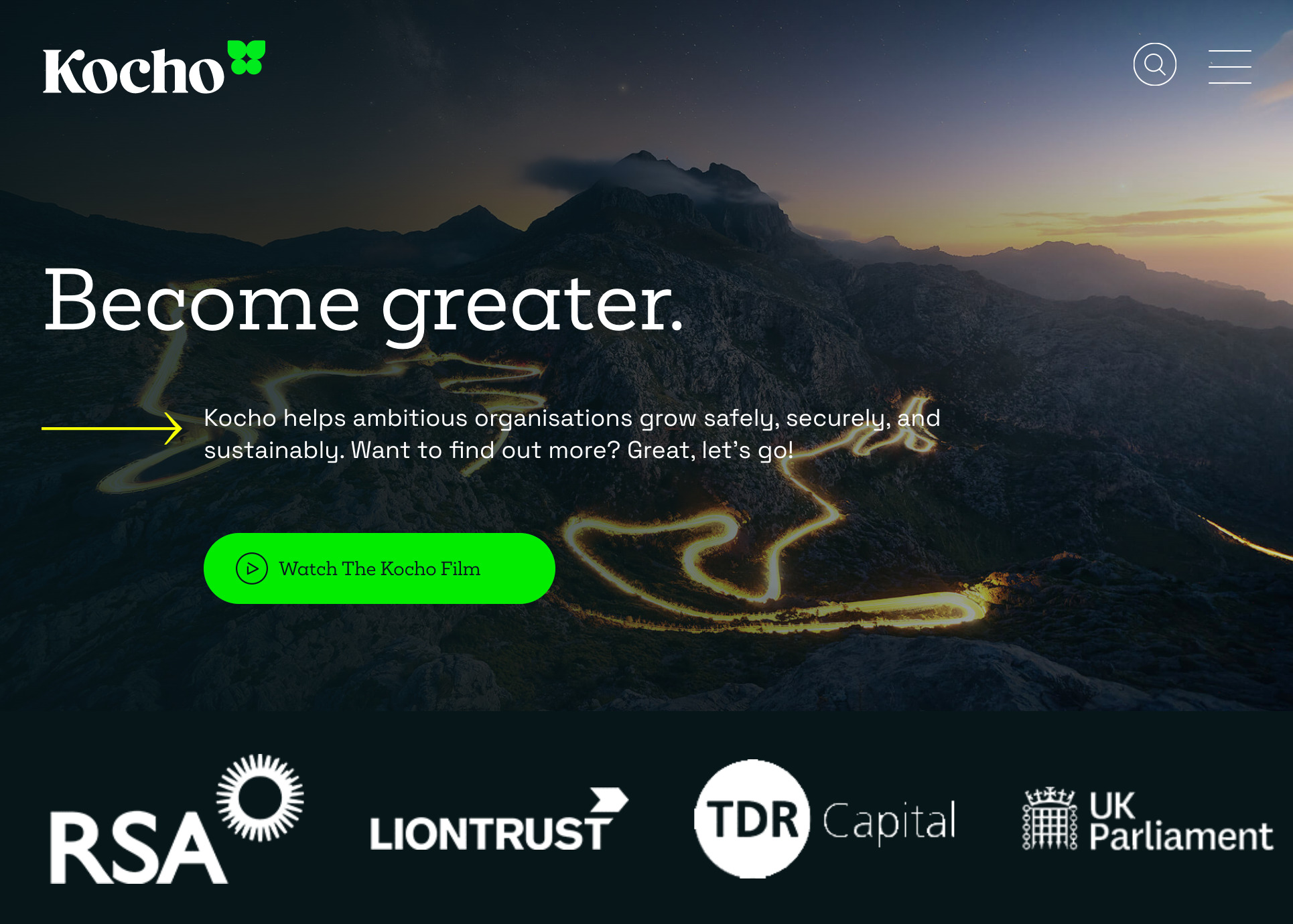 Kocho homepage tablet