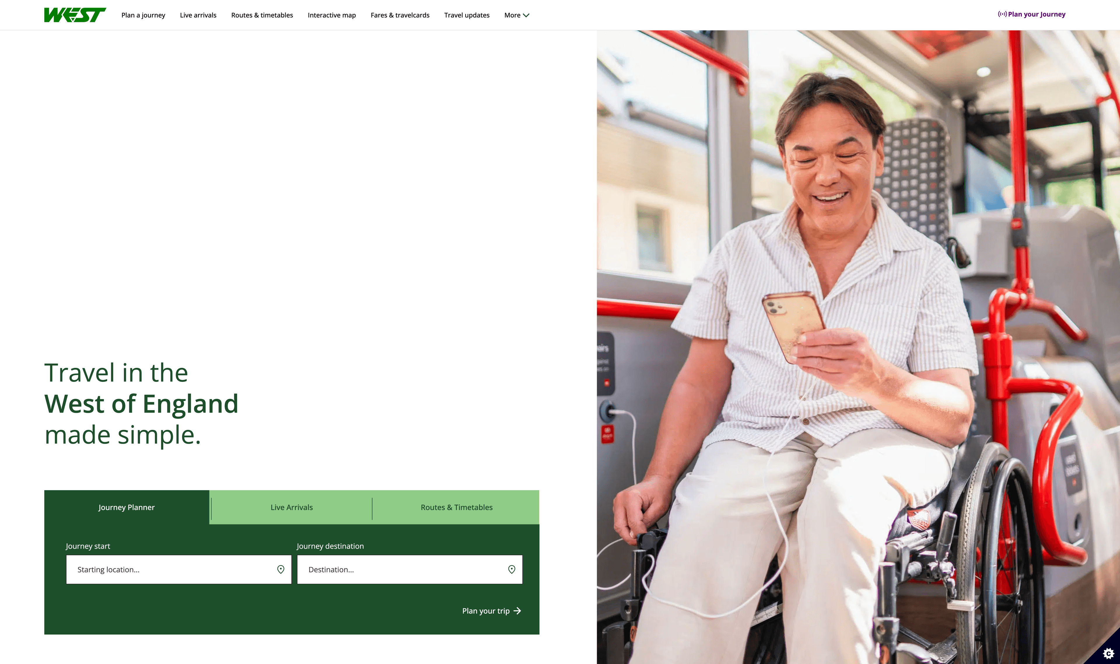 TraveWEST Homepage Header